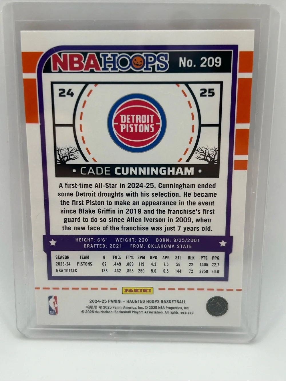 Detroit Pistons Cade Cunningham NBA Haunted Hoops Card 🎃
